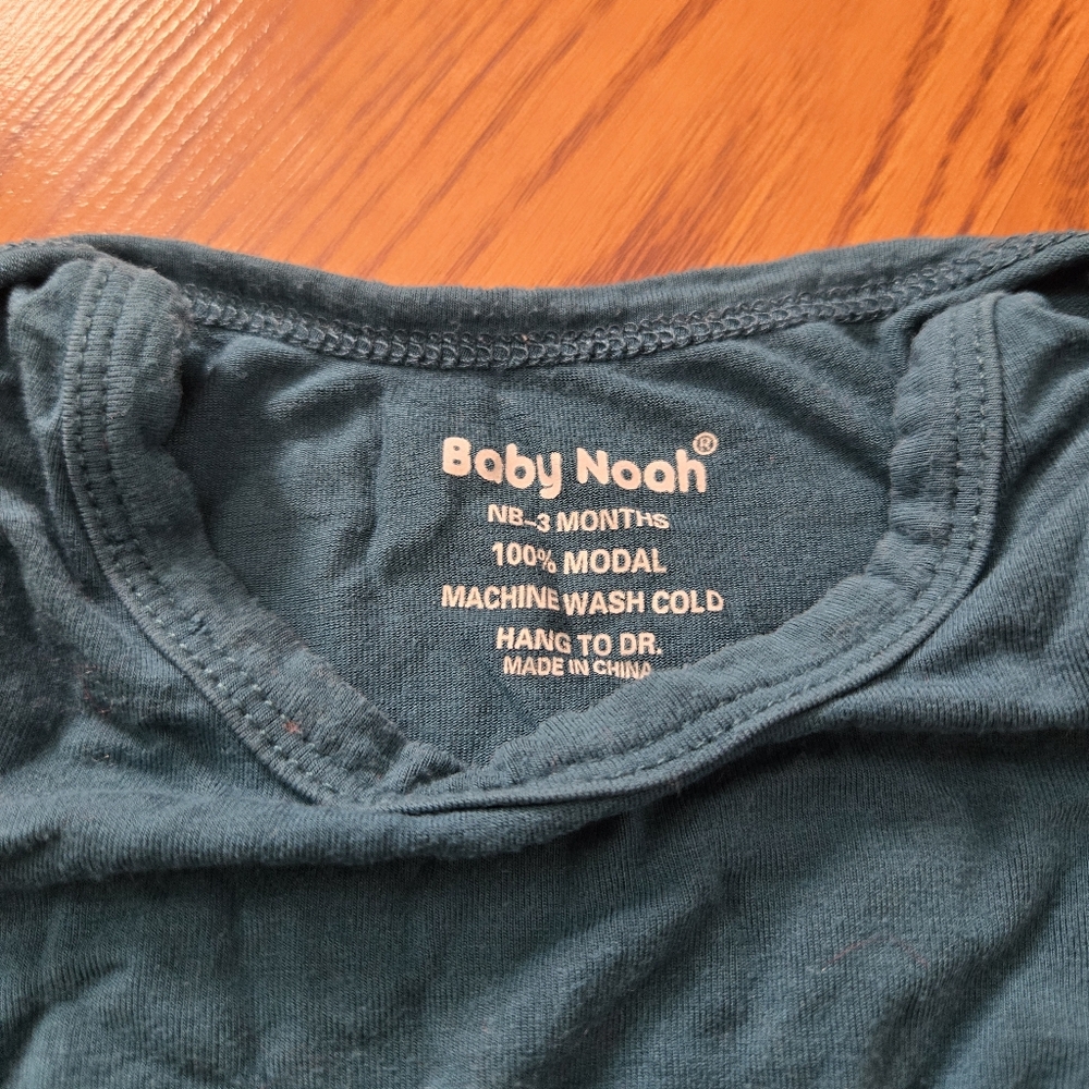 Baby Noah Teal Long Sleeve Baby Gown Tie Sleep Sack Newborn Infant Unisex NB-3M - Picture 3 of 7
